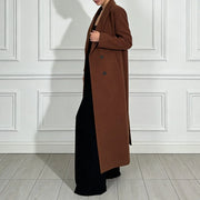Double-Breasted Brown Long Coat