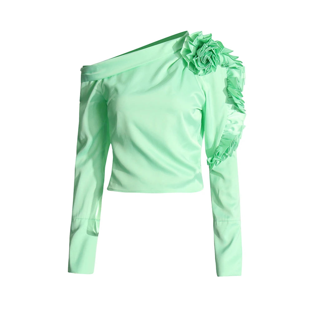 Rosette Off-Shoulder Blouse