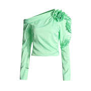 Rosette Off-Shoulder Blouse