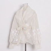 Floral Sheer Wrap Blouse