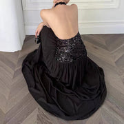 Sequin Halter Long Dress