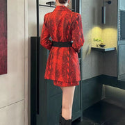 Snake-Print Blazer and Skirt Set
