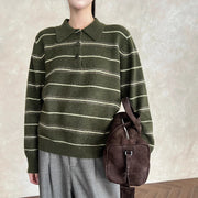 Striped Collared Relaxed Sweater