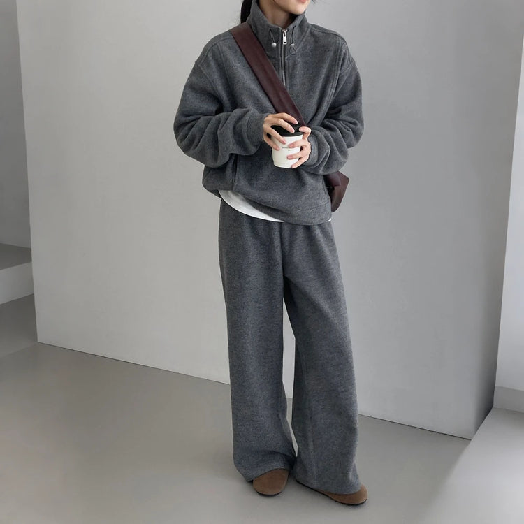 Zip-Neck Top and Pants Set