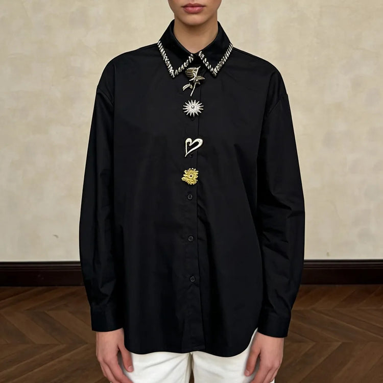 Embellished-Collar Relaxed Shirt