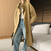 Stand-Collar Long Trench Coat