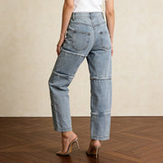 Zip-Detail Straight-Leg Jeans