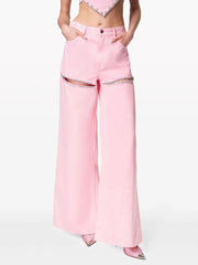 Cutout-Thigh Wide-Leg Jeans