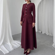 Button Jacket and Long Skirt Set