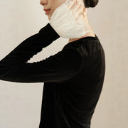Ruffle-Cuff Long-Sleeve Top