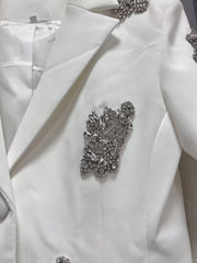 Embellished Blazer and Wide-Leg Pants Set