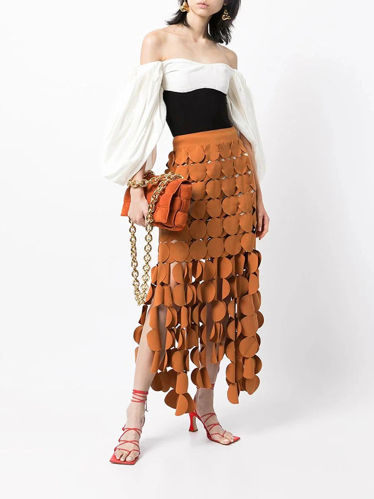 Disc-Trim Cutout Skirt