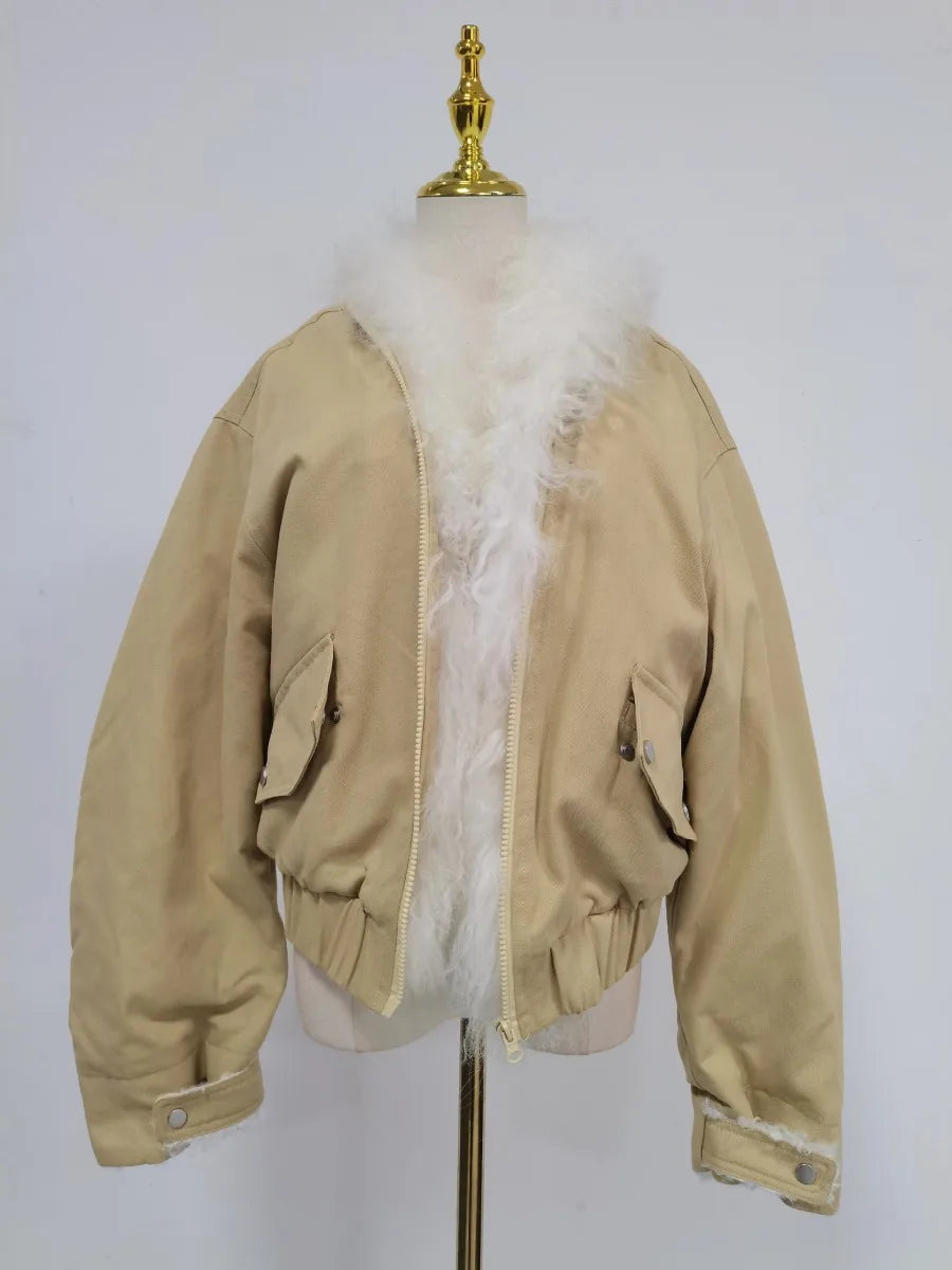Shaggy-Trim Cropped Jacket