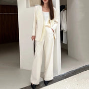 TWOTWINSTYLE Solid Spliced 3D Two Piece Set Female V Neck Long Sleeve Jacket Elegant Office Lady Women's Trousers Set Fashion