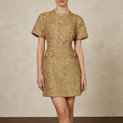 Textured Button-Front Mini Dress