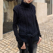 Cable-Knit Turtleneck Sweater Vest
