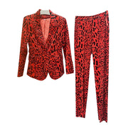 Leopard-Print Blazer and Pants Set