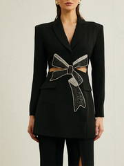 Bow-Detail Cutout Blazer