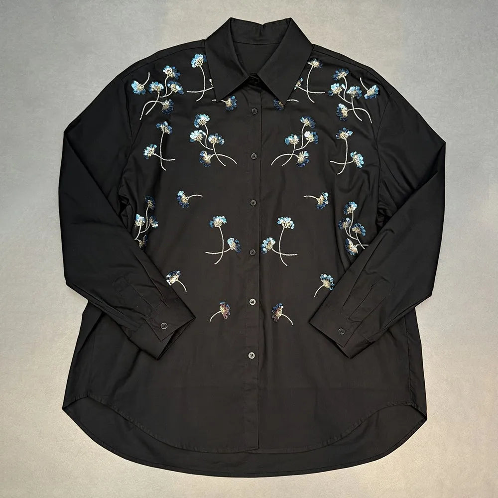 Scattered Floral Button-Up Shirt