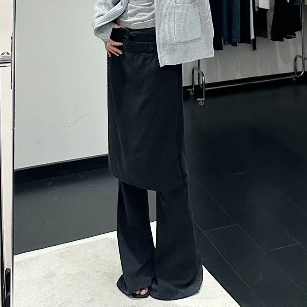 Wrap-Overlay Flared Pants
