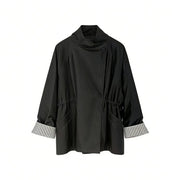 Asymmetric Button-Front Trench Coat