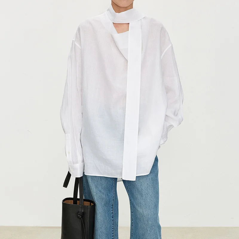 Draped Long-Sleeve Blouse