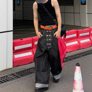 Buckle-Front Wide-Leg Pants