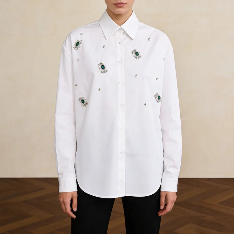 Scattered Embellished Button Shirt