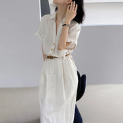Relaxed Short-Sleeve Shirt Dress