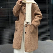 Textured Button-Front Long Coat