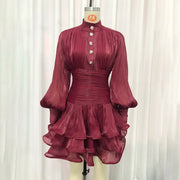 Ruched-Waist Tiered Mini Dress