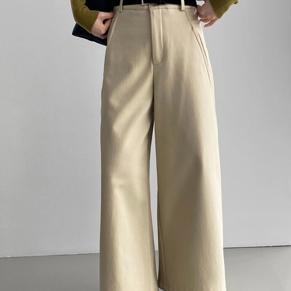 Pleated Straight-Leg Pants