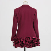 Ruffled-Hem Blazer Dress