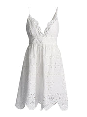 Eyelet V-Neck Mini Dress