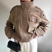 Epaulet Zip-Up Bomber Jacket