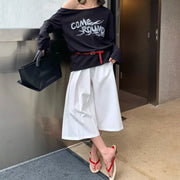 Pleated Wide-Leg Cropped Pants