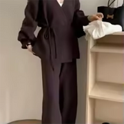 Tie-Side Sweater and Pants Set