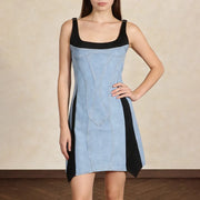 Contrast-Panel Sleeveless Mini Dress