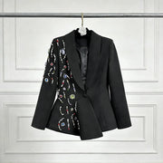Asymmetric Floral Embellished Blazer