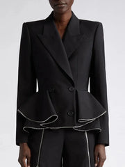 Ruffled Peplum Tailored Blazer