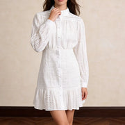 Eyelet Long-Sleeve Mini Dress