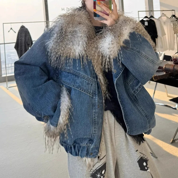 Shaggy-Trim Oversized Jacket