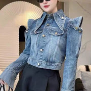 Cutout-Shoulder Button-Front Jacket
