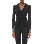 TWOTWINSTYLE Solid Spliced Lace Two Piece Set Female V Neck Long Sleeve Jacket Commute Luxury Women's Trousers Set Autumn New