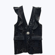 Floral-Embellished Sleeveless Vest