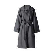 Tie-Waist Collared Trench Coat