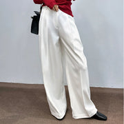 Pleated Wide-Leg White Pants