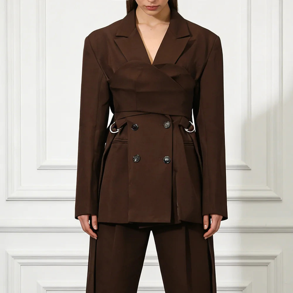 Double-Breasted Wrap-Detail Blazer