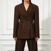 Double-Breasted Wrap-Detail Blazer
