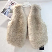 Shaggy Cropped Open-Front Vest